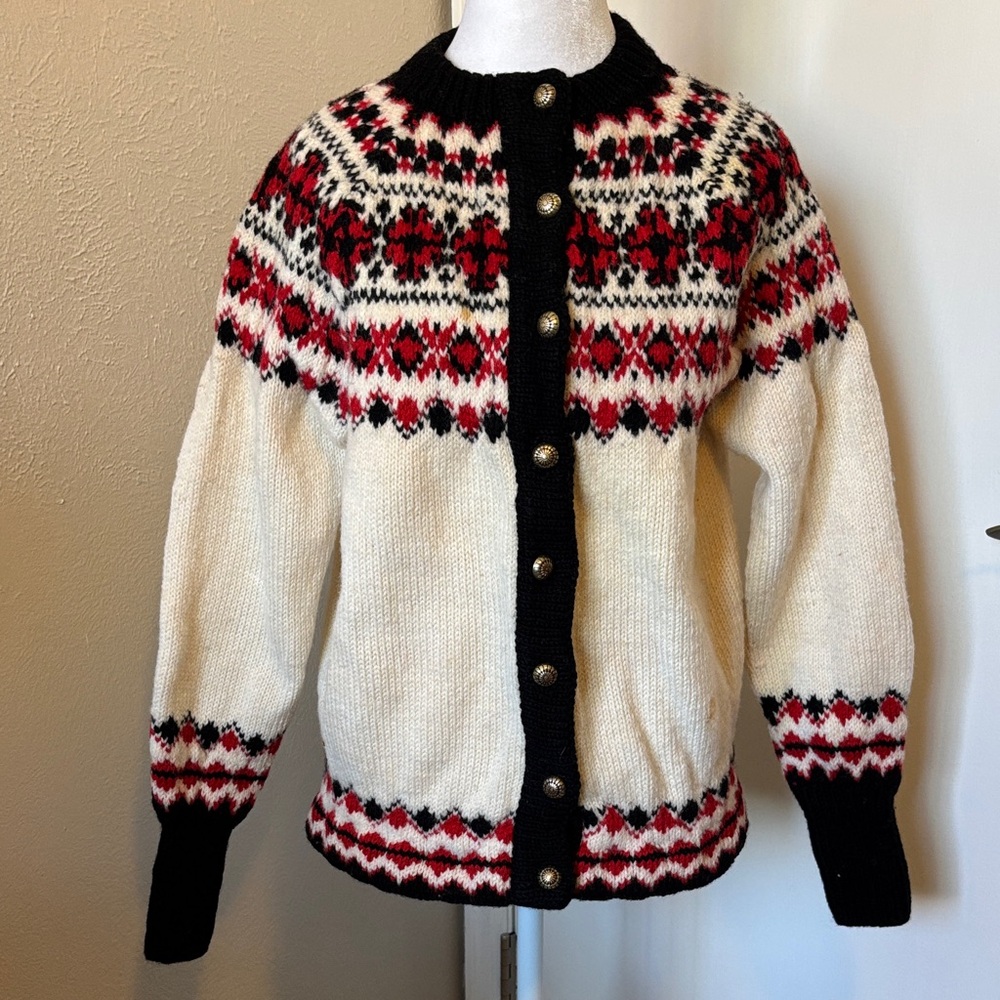 Vintage 70’s Nordic Style Handmade Wool Sweater - Grieder Cardigan